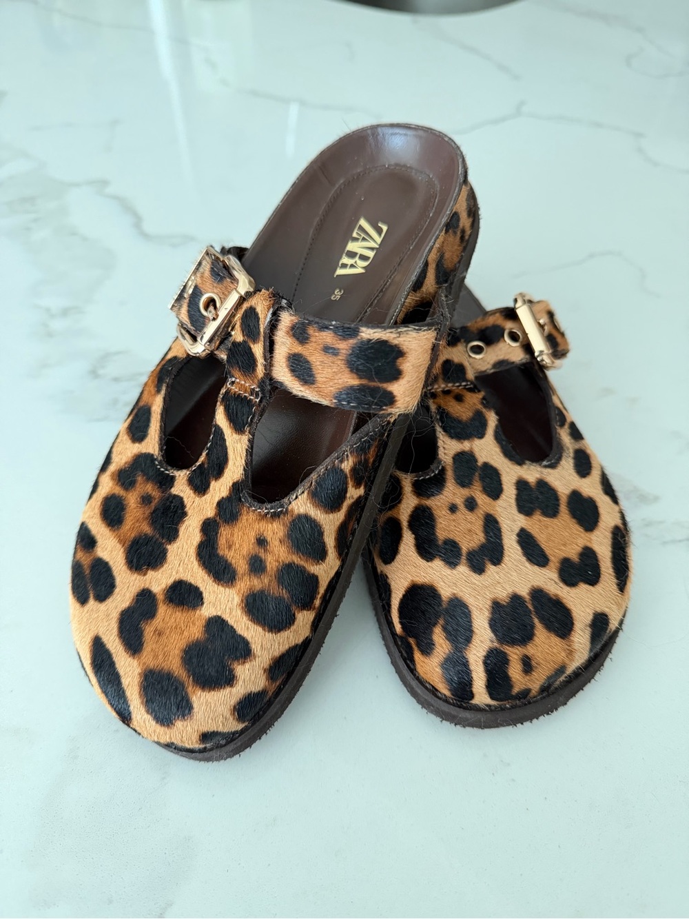 Never Worn! Zara Leopard Print Clogs - Brown, Black